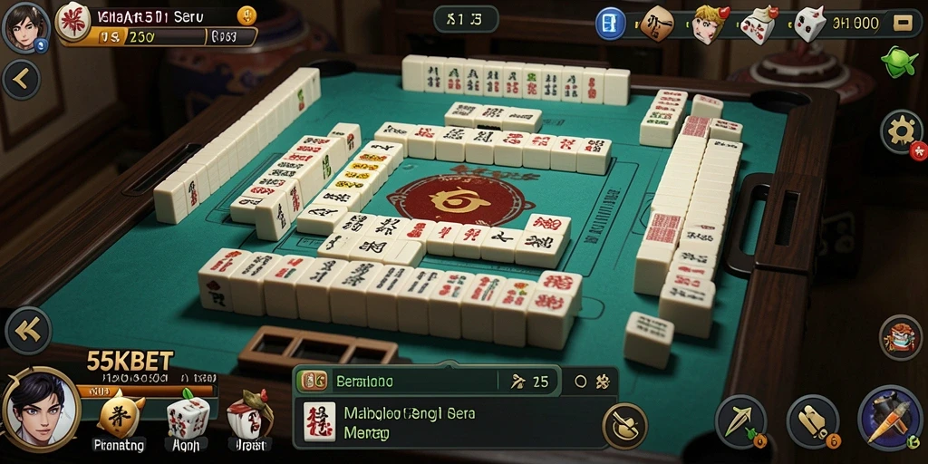 Tampilan gameplay Mahjong yang menantang dan seru di 55KBET.
