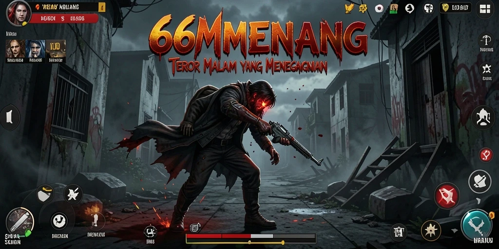 Tangkapan layar gameplay <strong>66MENANG</strong> menampilkan suasana horor yang mencekam.