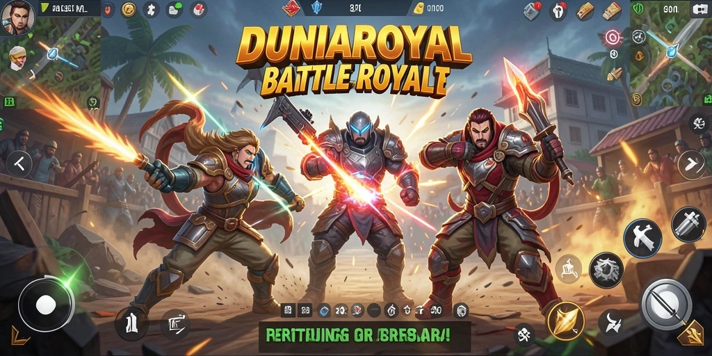 Tangkapan layar DUNIAROYAL menampilkan aksi pertempuran seru dalam game Battle Royale.