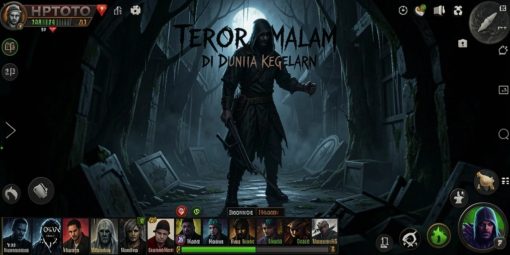 Screenshot gameplay HPTOTO menampilkan suasana horor yang mencekam.
