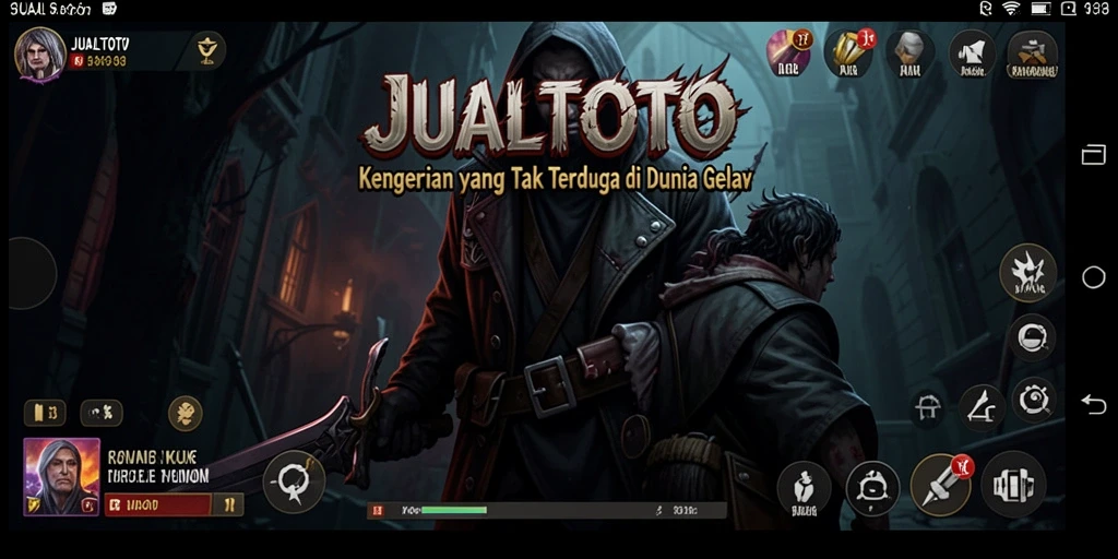 Tangkapan layar gameplay JUALTOTO menampilkan momen mencekam di dalam kegelapan.