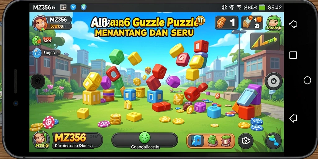 Screenshot gameplay MZ356 menunjukkan teka-teki yang menantang dan grafis yang indah.
