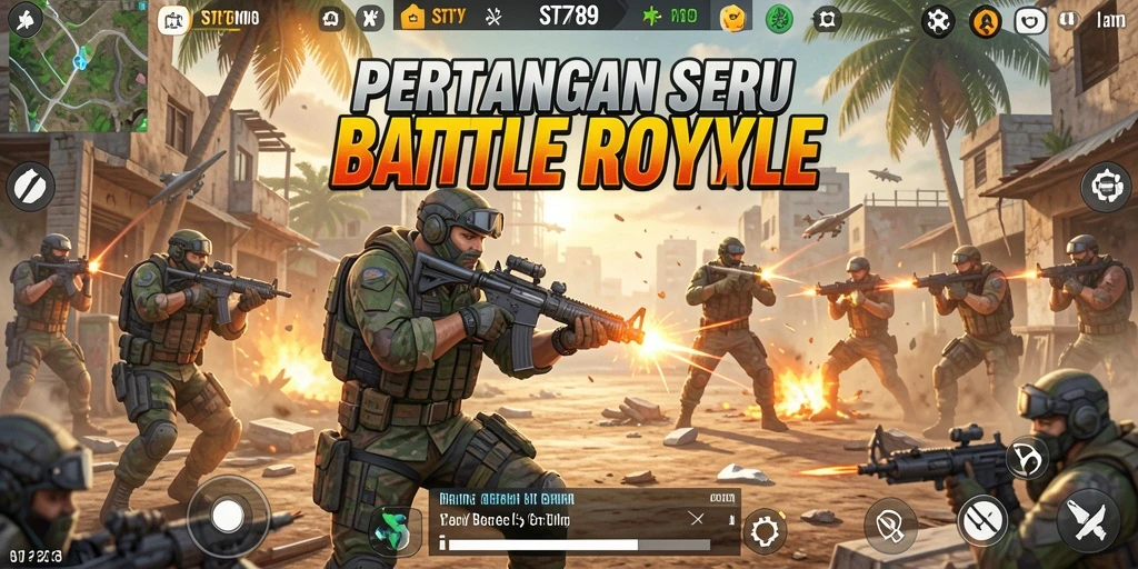 Tampilan gameplay ST789 dalam pertempuran Battle Royale yang mendebarkan.