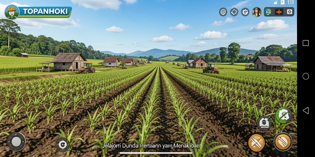 Tangkapan layar menunjukkan grafik pertanian yang indah dan gameplay yang menarik.