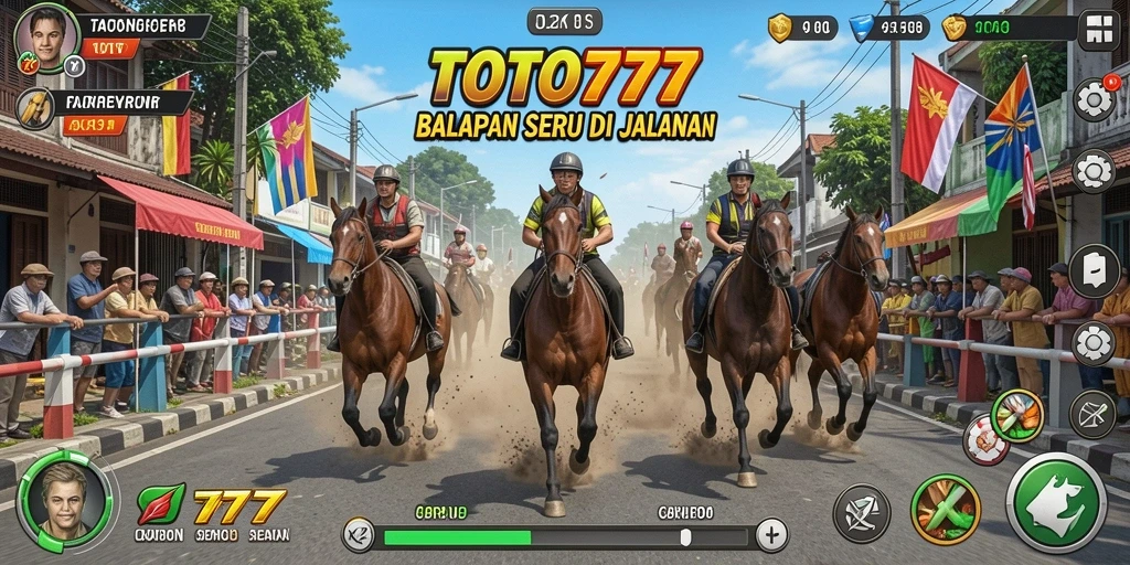 Screenshot TOTO777 menampilkan balapan seru di trek yang menegangkan.